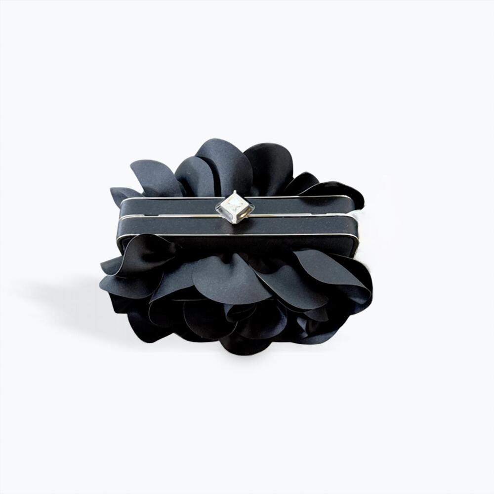 NEW CEJON 3-d laser cut floral clutch in black